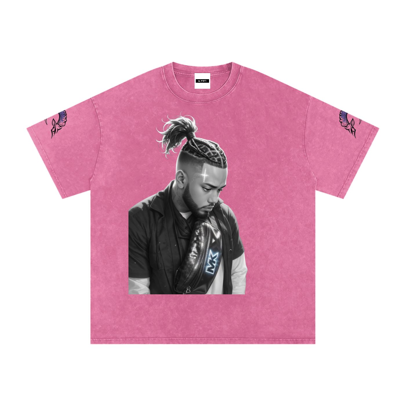 Snow washed oversized cotton t-shirt with vintage streetwear design