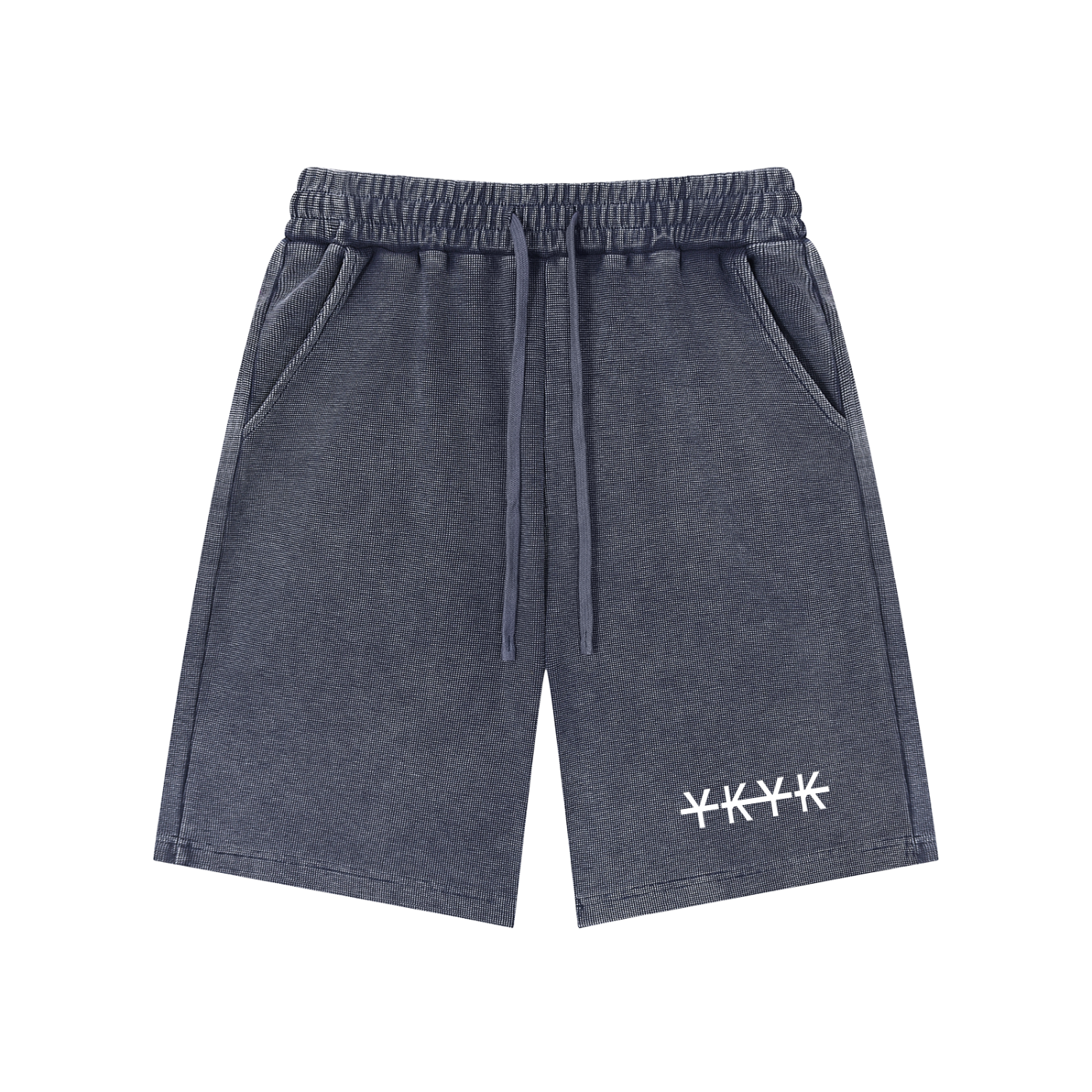 Mineral wash waffle knit shorts with textured streetwear design