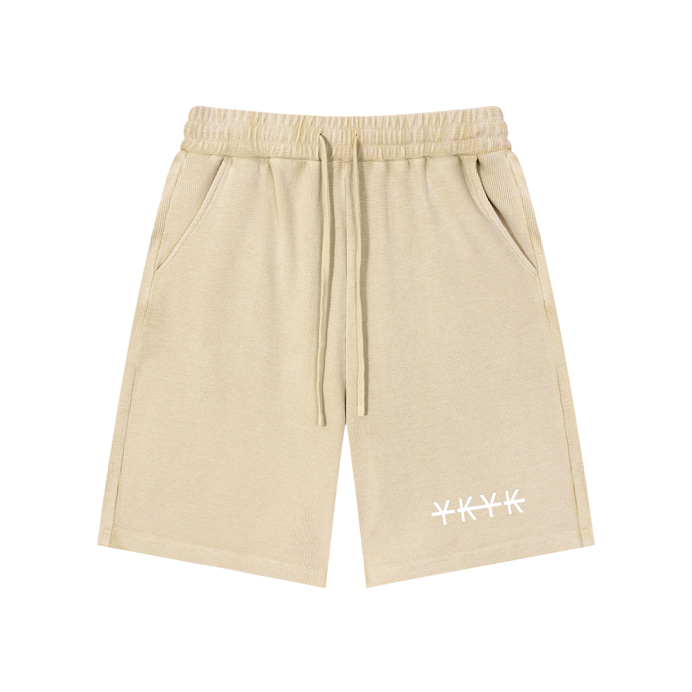 Mineral wash waffle knit shorts with textured streetwear design