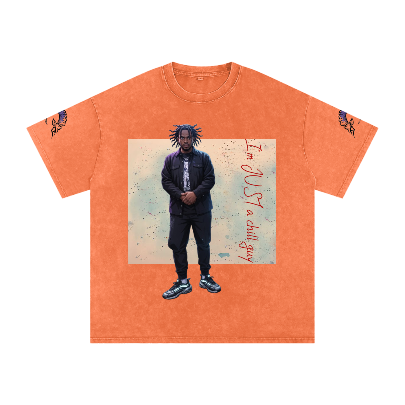 snow washed oversized cotton t-shirt with vintage streetwear design