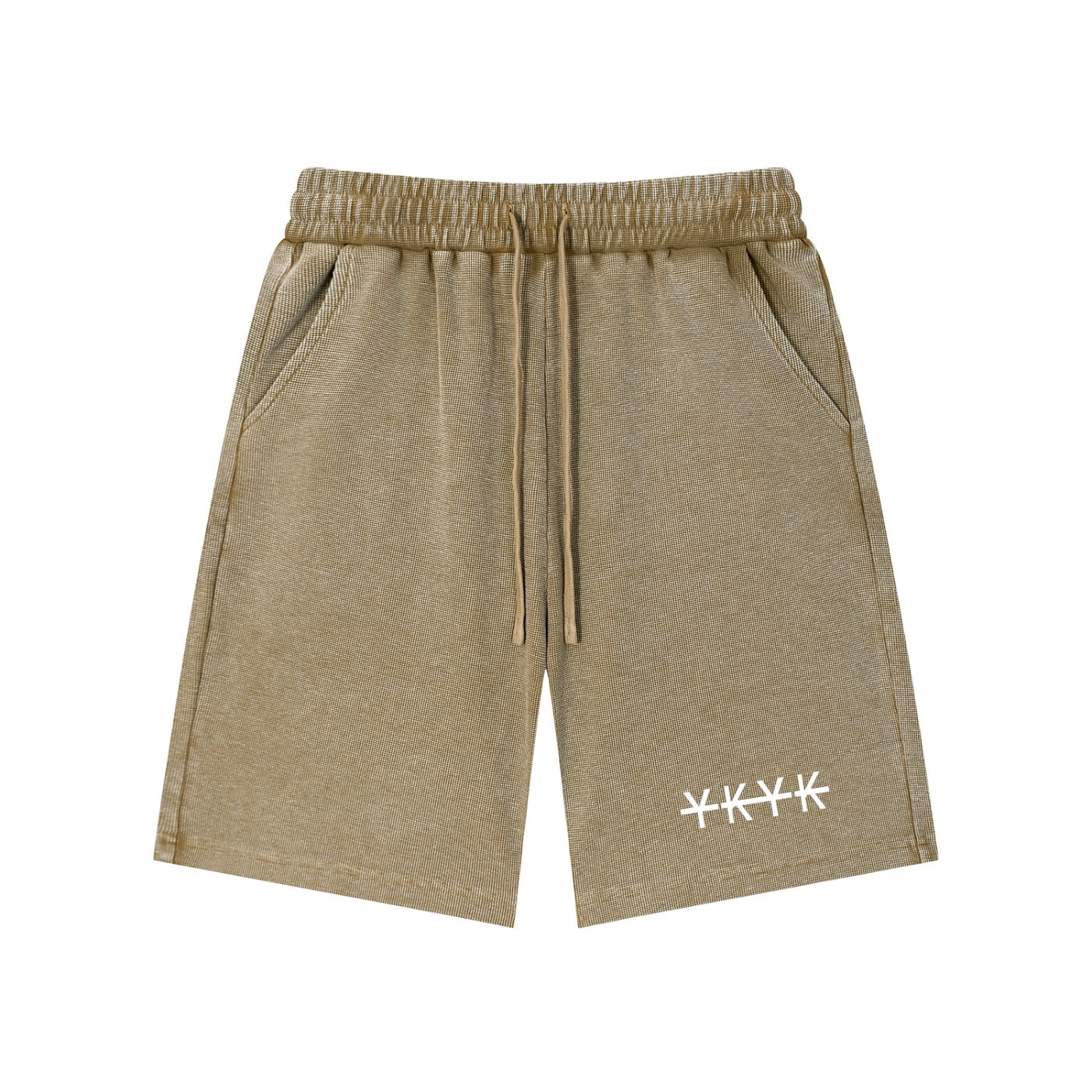 Mineral wash waffle knit shorts with textured streetwear design