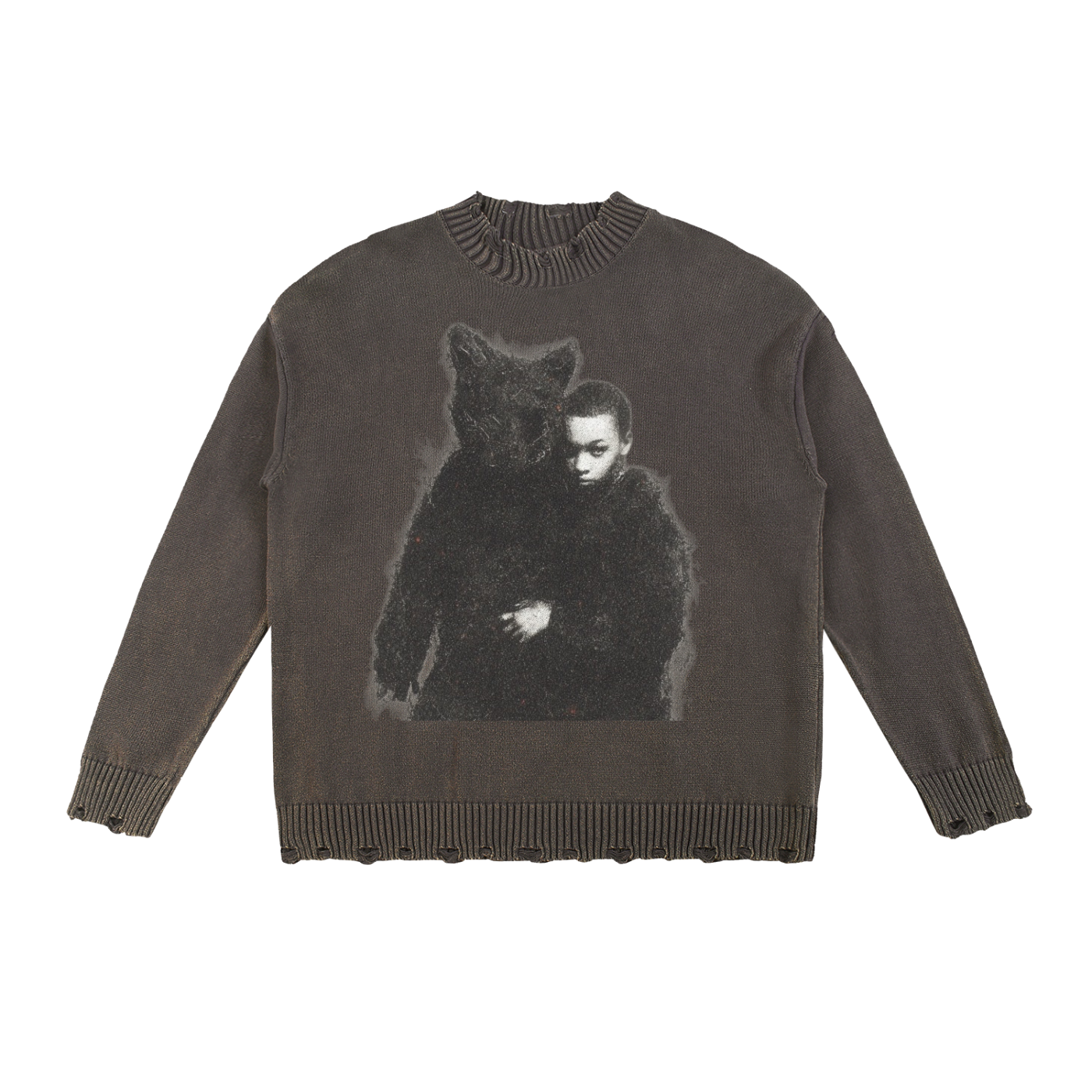Life of a Goat Shadow Vintage Washed Distressed Sweater | L.O.A.G. Streetwear
