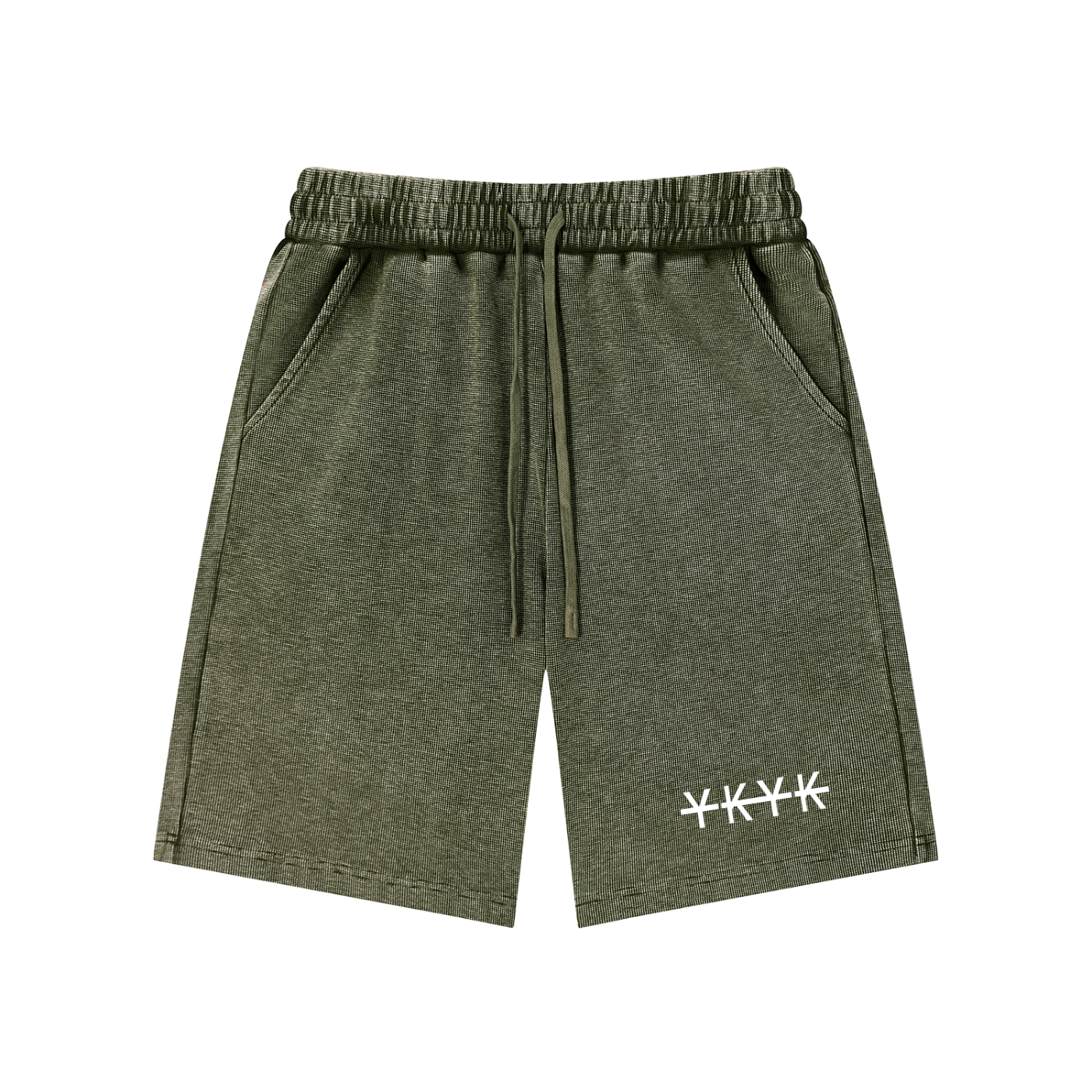 Mineral wash waffle knit shorts with textured streetwear design