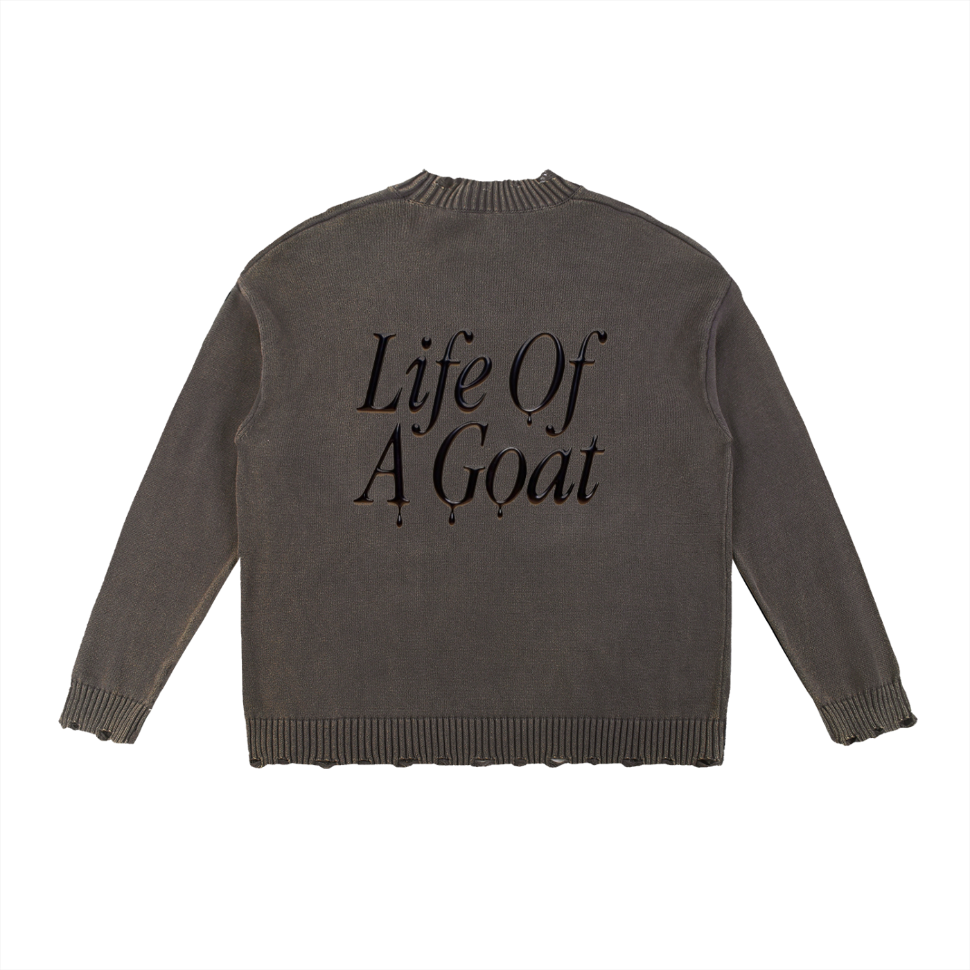 Life of a Goat Shadow Vintage Washed Distressed Sweater | L.O.A.G. Streetwear