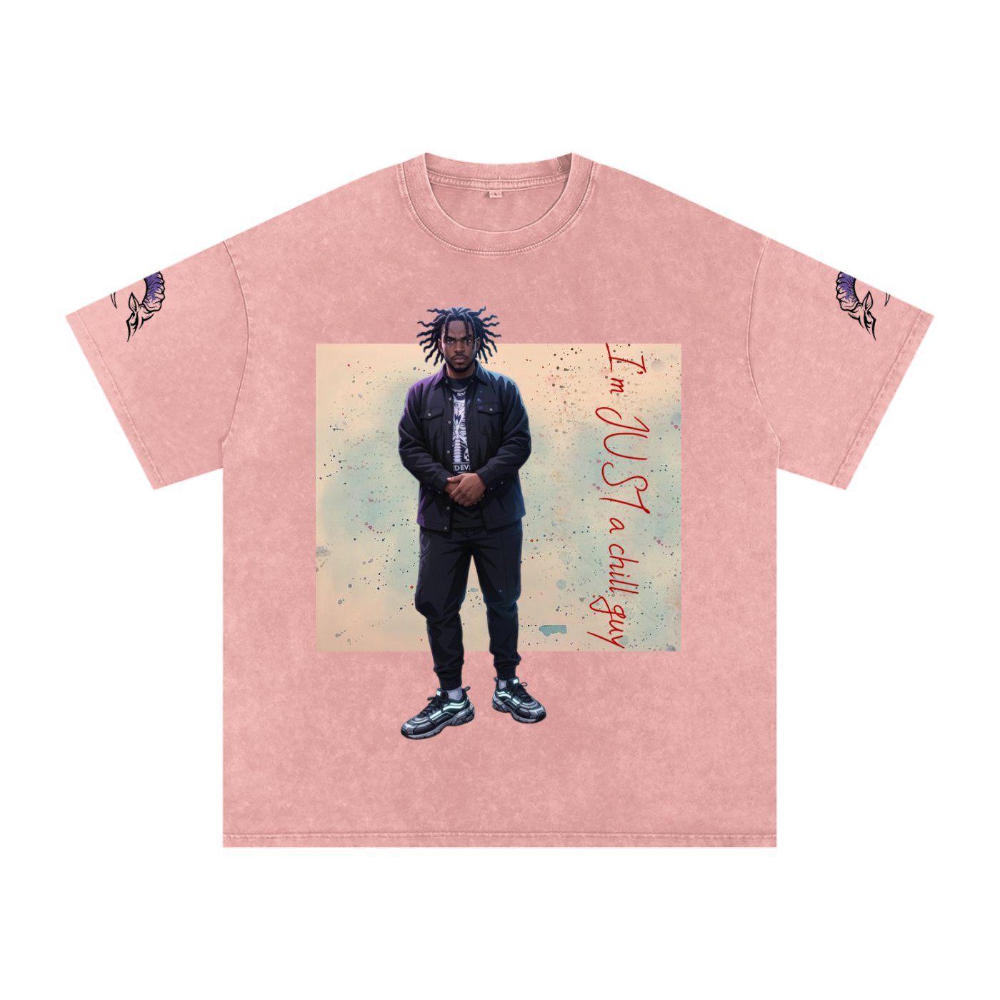 snow washed oversized cotton t-shirt with vintage streetwear design