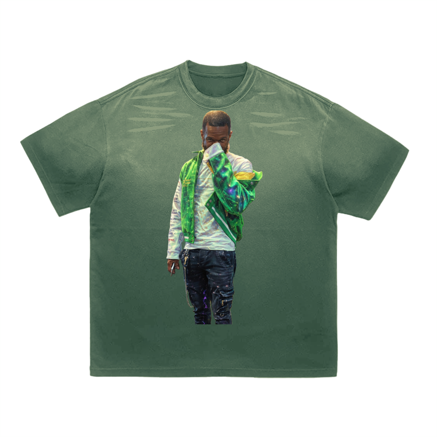 YKYK Tiger Stripe Gradient Washed T-Shirt