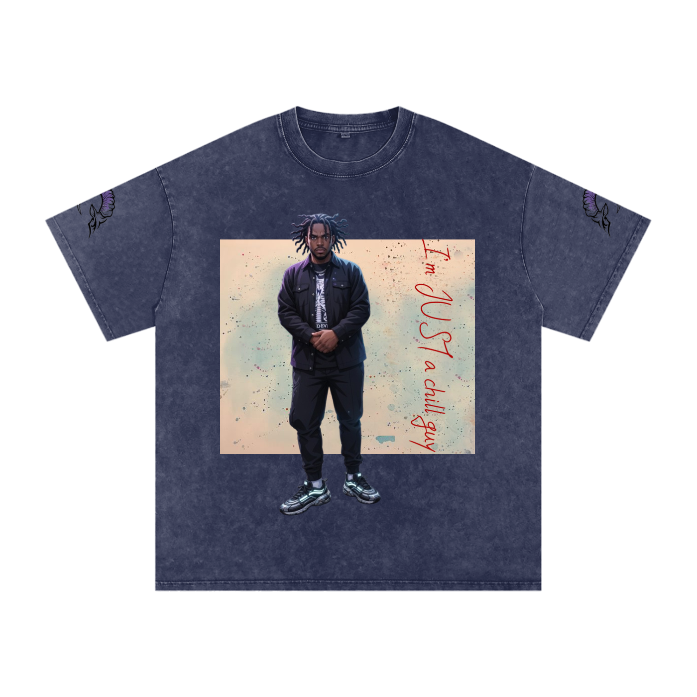 snow washed oversized cotton t-shirt with vintage streetwear design