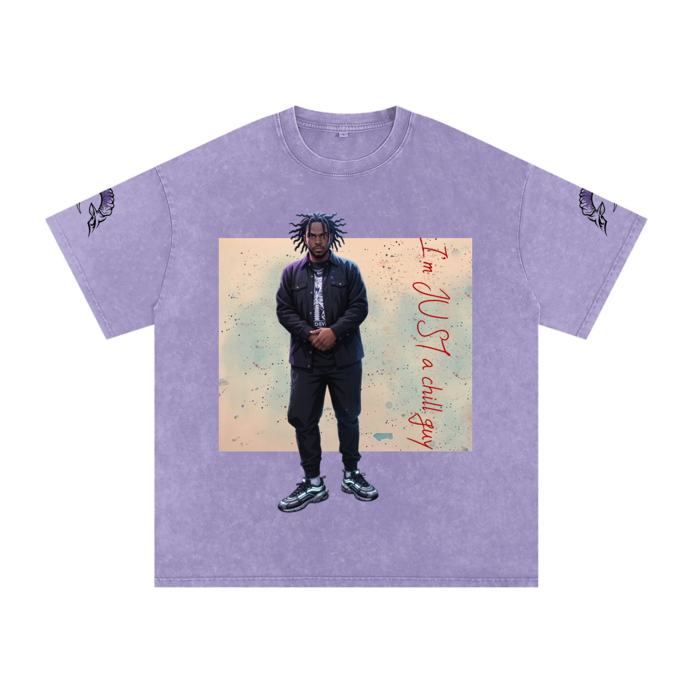 snow washed oversized cotton t-shirt with vintage streetwear design