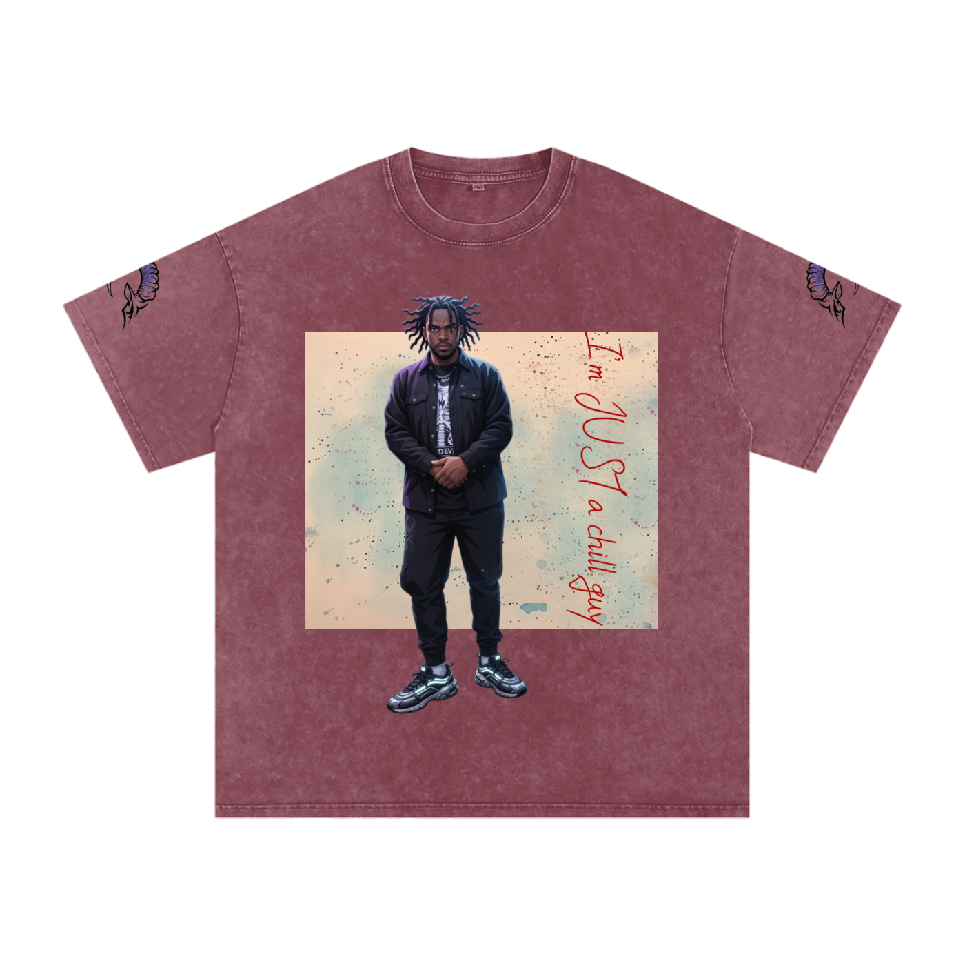 snow washed oversized cotton t-shirt with vintage streetwear design