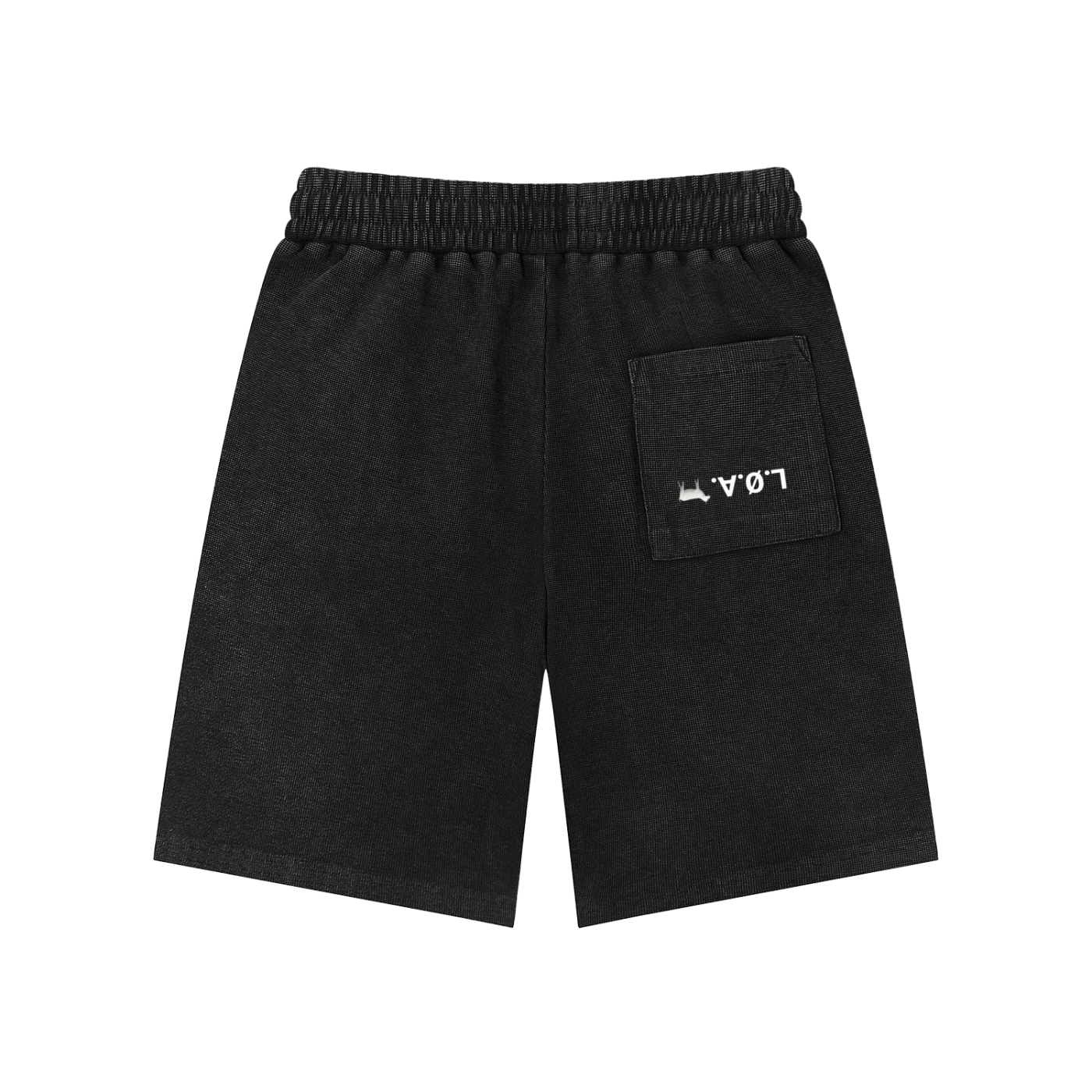 Mineral wash waffle knit shorts with textured streetwear design