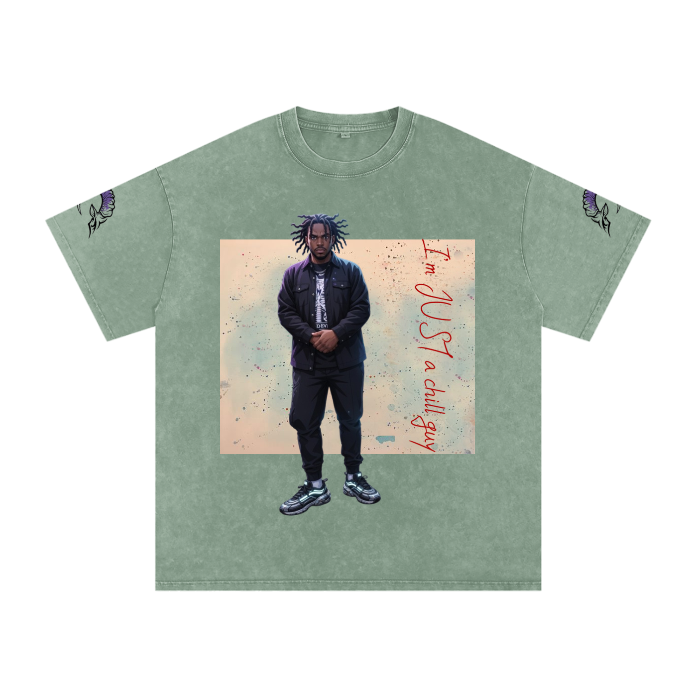 snow washed oversized cotton t-shirt with vintage streetwear design