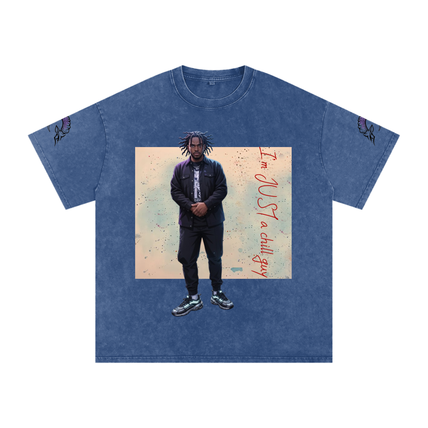 snow washed oversized cotton t-shirt with vintage streetwear design