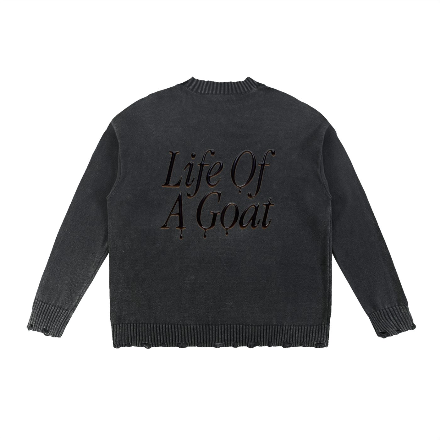 Life of a Goat Shadow Vintage Washed Distressed Sweater | L.O.A.G. Streetwear