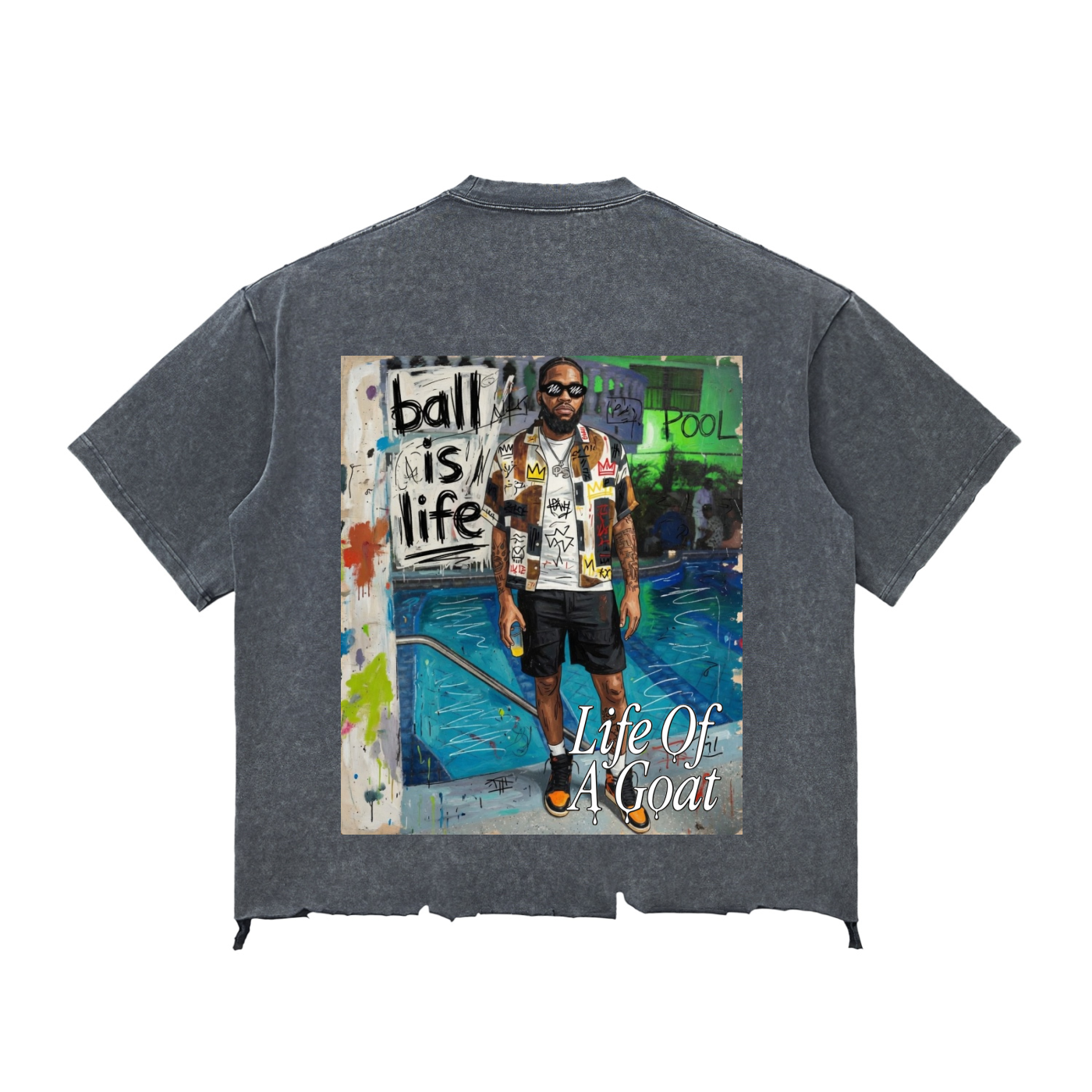 Snow Wash Raw-Hem Boxy T-shirt