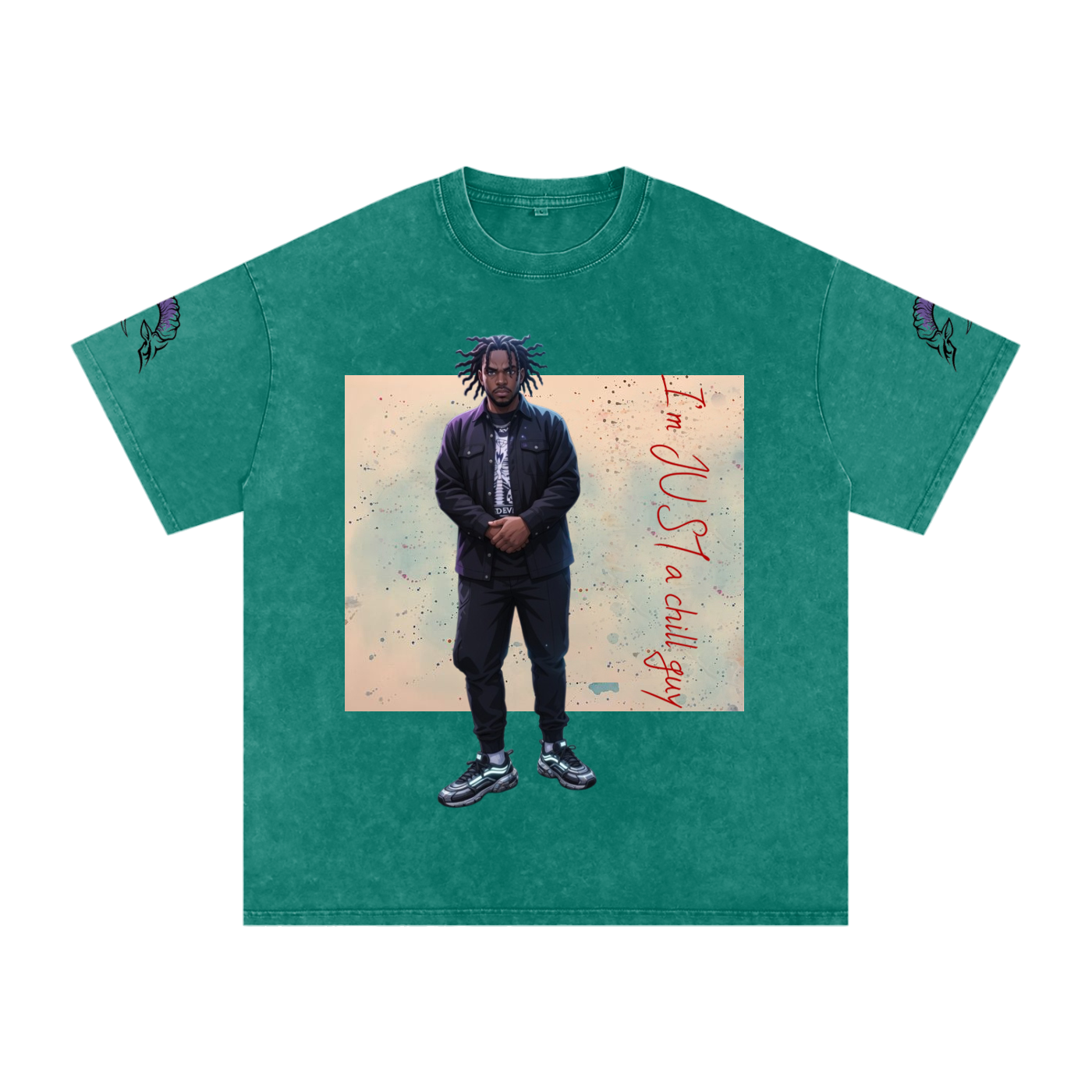 snow washed oversized cotton t-shirt with vintage streetwear design