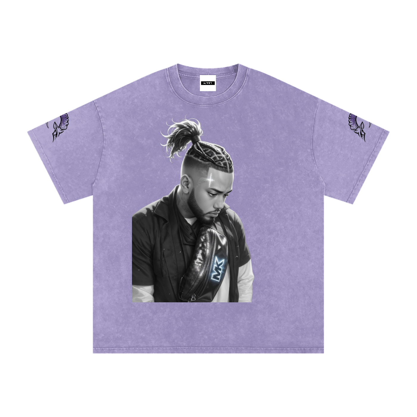 Snow washed oversized cotton t-shirt with vintage streetwear design