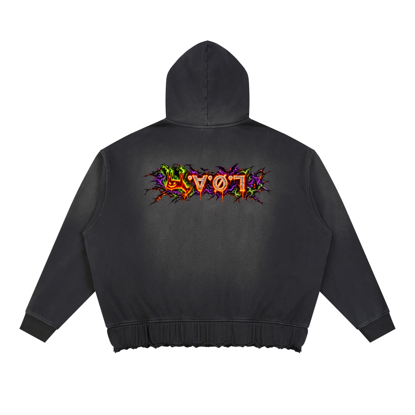 Unisex Sunfade Uh-Huh Ripped Boxy Hoodie