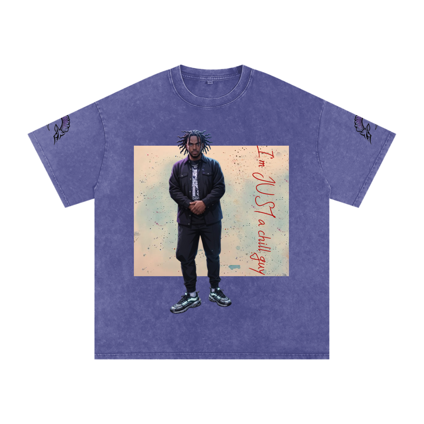 snow washed oversized cotton t-shirt with vintage streetwear design