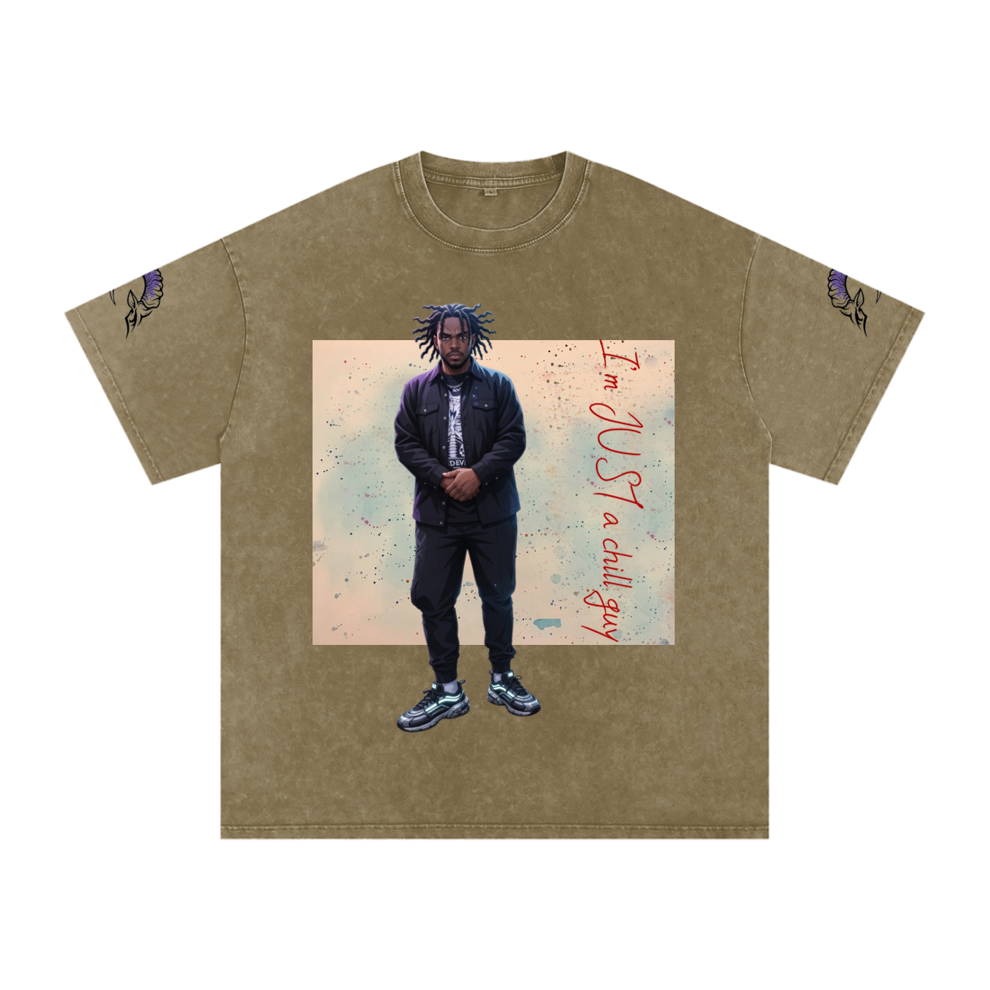 snow washed oversized cotton t-shirt with vintage streetwear design