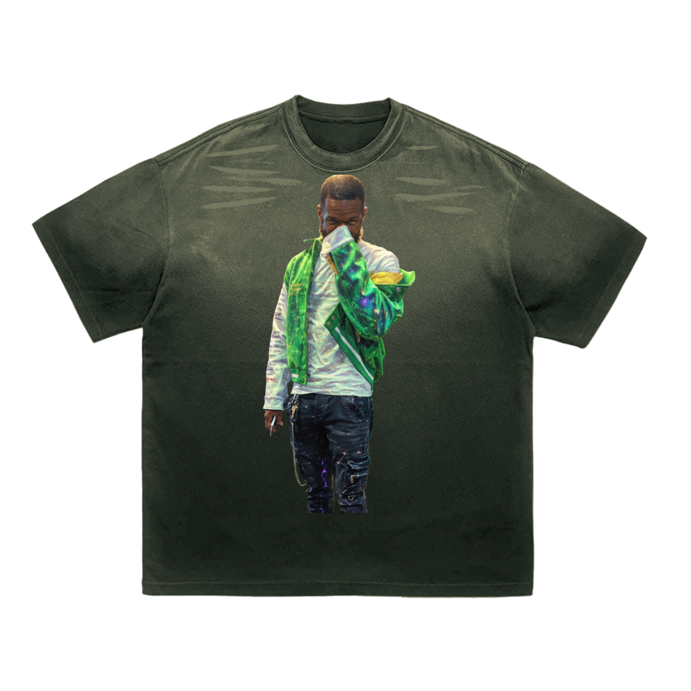 YKYK Tiger Stripe Gradient Washed T-Shirt