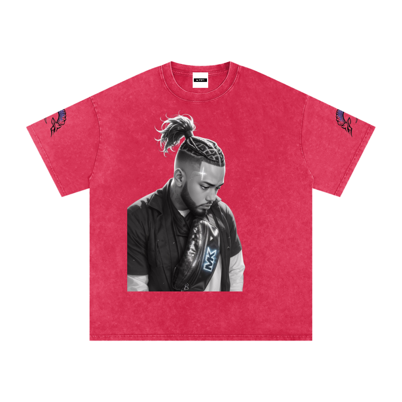 Snow washed oversized cotton t-shirt with vintage streetwear design